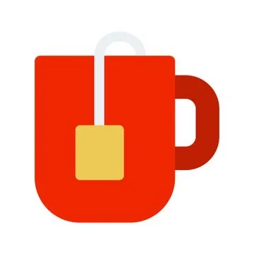 Red cup with tea bag vector flat isolated Stock Illustration
