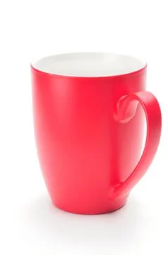 Red cup for tea, coffee and cappuccino on a white background Stock Photos