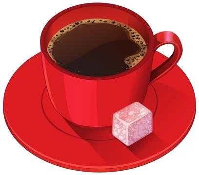 Red Cup of Turkish Coffee with Sugar Cube Stock Illustration