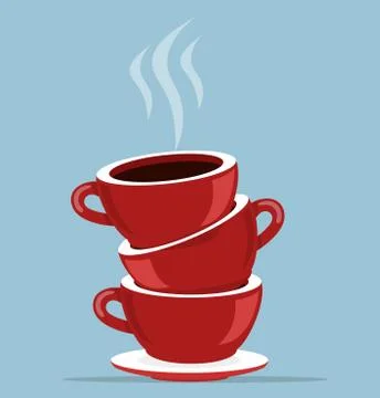 Red cups coffee  in a stack Illustrazione stock