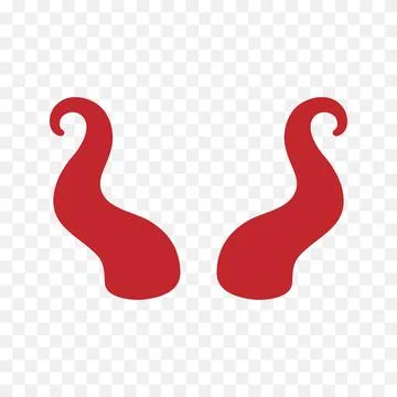 Red curled devil horns. Flat vector illustration for Halloween, fantasy Stock Illustration