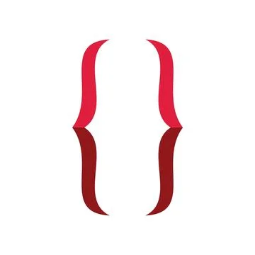 Red curly brackets creating empty space on white background Illustrazione stock