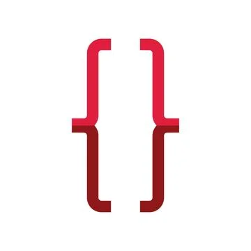 Red curly brackets representing programming and coding Stock-Illustration