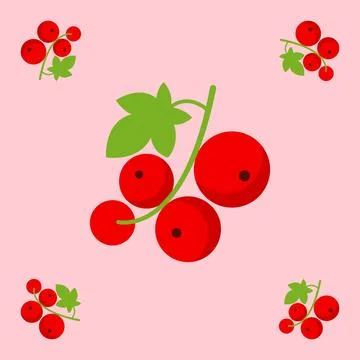 Red currant fruit seamless for pattern fabric, simple red currant fruit cut.. 스톡 일러스트