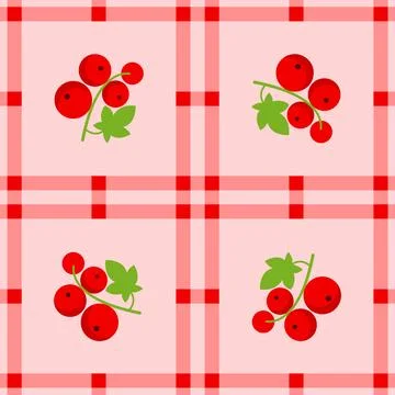 Red currant fruit seamless for pattern fabric, simple red currant fruit cut.. Illustrazione stock