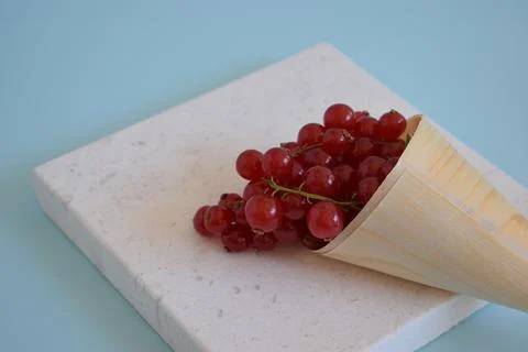 Red currant isolated on blue background Stock Photos