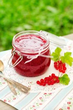 Red Currant Jam, copy space for your text Stock-Fotos