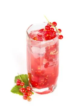 Red current refreshing drink on white Stock Photos