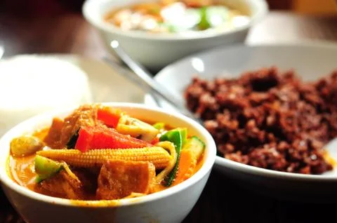 Red curry soup Stock Photos