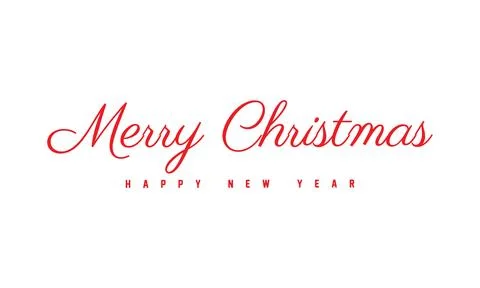 Red Cursive Script Merry Christmas Happy New Year Banner Text Stock Illustration
