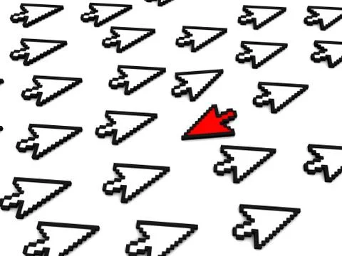 Red cursor against direction of movement - conceptual image Stock Illustration