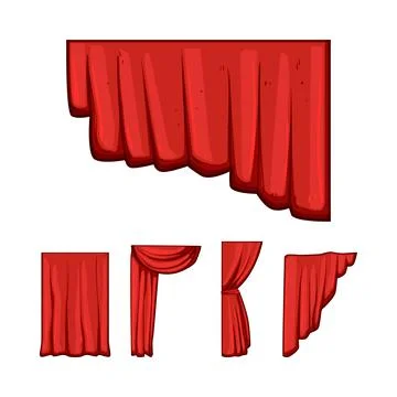 Red curtain elements collection creating a festive background Stock Illustration