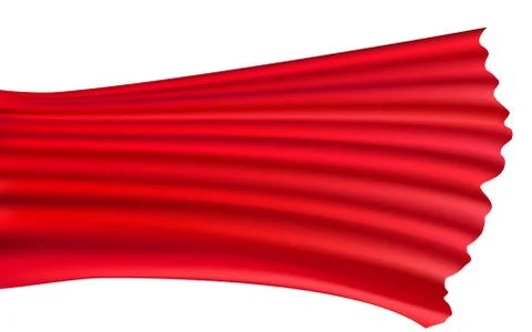 The red curtain is floating on the white background Stock Illustration