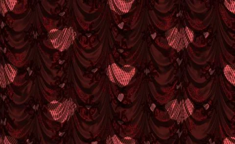 Red curtain with heart pattern Stock Illustration