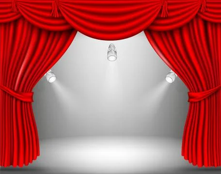 Red curtain with lights Stock Illustration