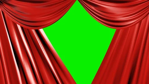 Red Curtain Opening Green Screen Stock Footage 87028035