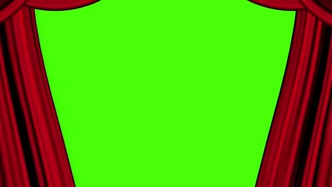 Red curtain opening show background. 4K green screen animation video Stock Footage 254080937