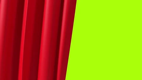 Red curtain that opens and closes - for overlay - green background Video stock 276470002
