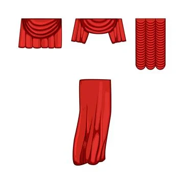 Red curtain set design elements collection Stock Illustration
