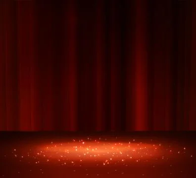 Red curtain with a spotlight Stock Illustration