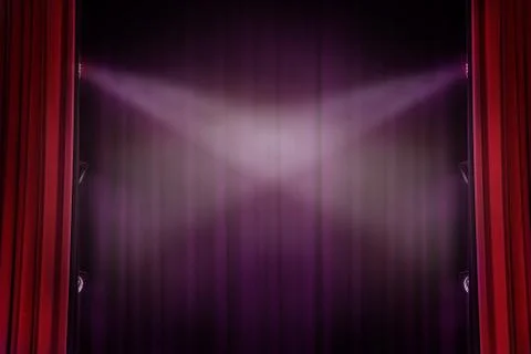 Red curtain theater background with light for drama background Stock Photos