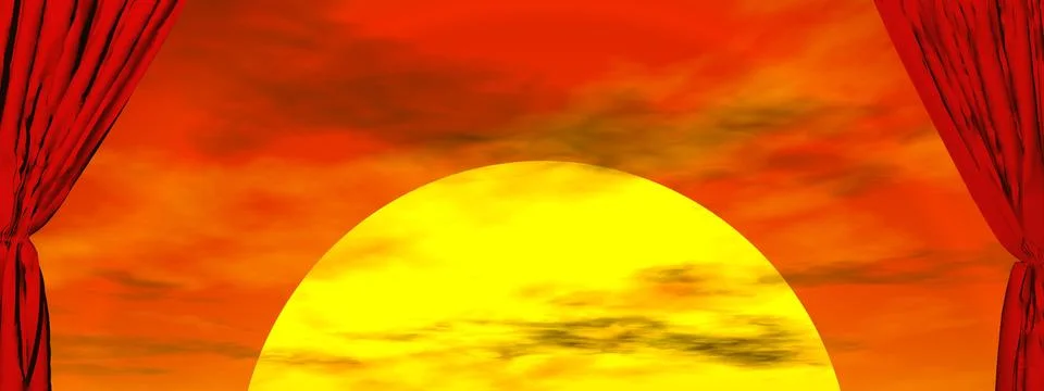 Red curtains - 3D render Stock Illustration