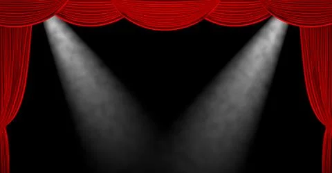 Red curtains. 3D render Stock Illustration