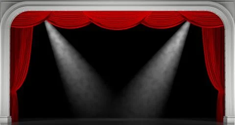Red curtains. 3D render Stock Illustration