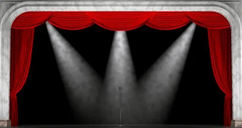 Red curtains. 3D render Stock Illustration