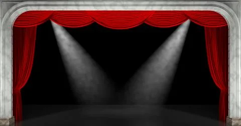 Red curtains. 3D render Stock Illustration