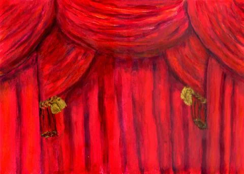 Red curtains art Ilustração Stock