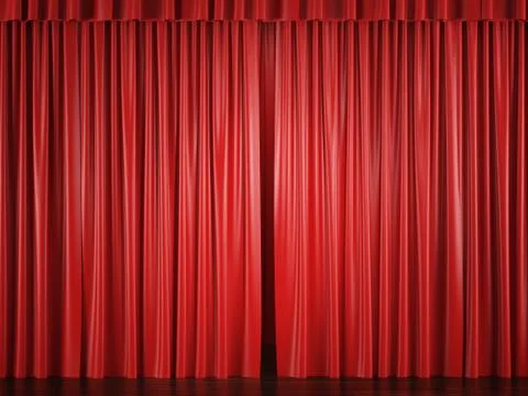 Red curtains with a bright spot 库存插图