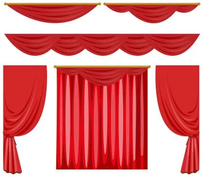 Red curtains in different styles Stock Illustration