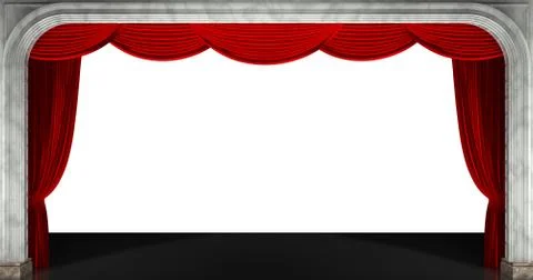 Red curtains isolated. 3D render Stock Illustration