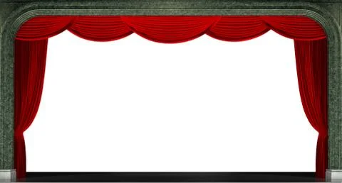 Red curtains isolated. 3D render Stock Illustration
