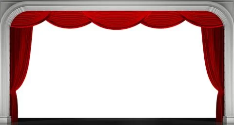 Red curtains isolated. 3D render Stock-Illustration