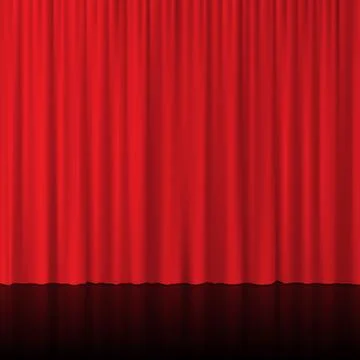 Red curtains with mirror reflection. Vector illustration. イラスト素材