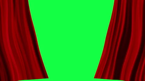 Red Curtains open, isolated on green screen Video stock 48301082