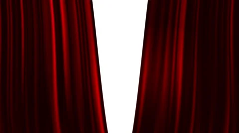 Red Curtains Open with Spotlights plus Alpha Luma Matte Stock Footage 52380932