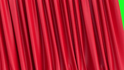 Red Curtains Open before the Stage Performance with Green Screen Stock Footage 107126015