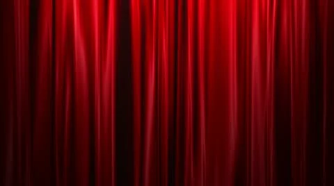 Red Curtains open, white background Stock Footage