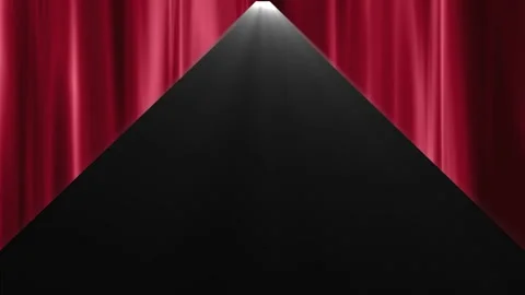 Red curtains opening with bright white spotlight in dark theater. 스톡 동영상 337081692