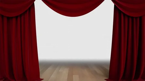 Red curtains opening Stock Footage 242750760