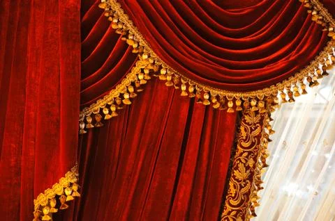 Red curtains Foto stock