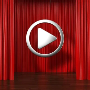Red curtains with play button Stock-Illustration