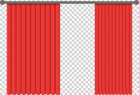 Red curtains on a rod create a dramatic stage or window covering with a the.. Stock Illustration