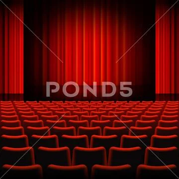 Red Curtains Theater Stage Stock Illustration