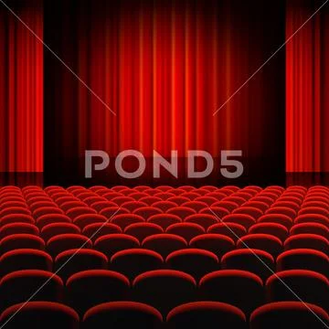 Red Curtains Theater Stage Stock Illustration