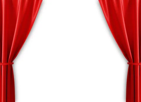 Red curtains on white background Stock Illustration