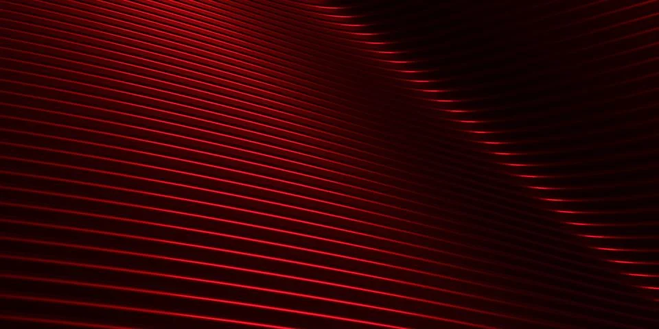 Red curve distorted shape Parallel lines Red plastic tube texture Modern abst Illustrazione stock